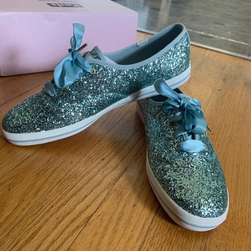 NWT Keds x Kate Spade Light Blue Glitter Shoes